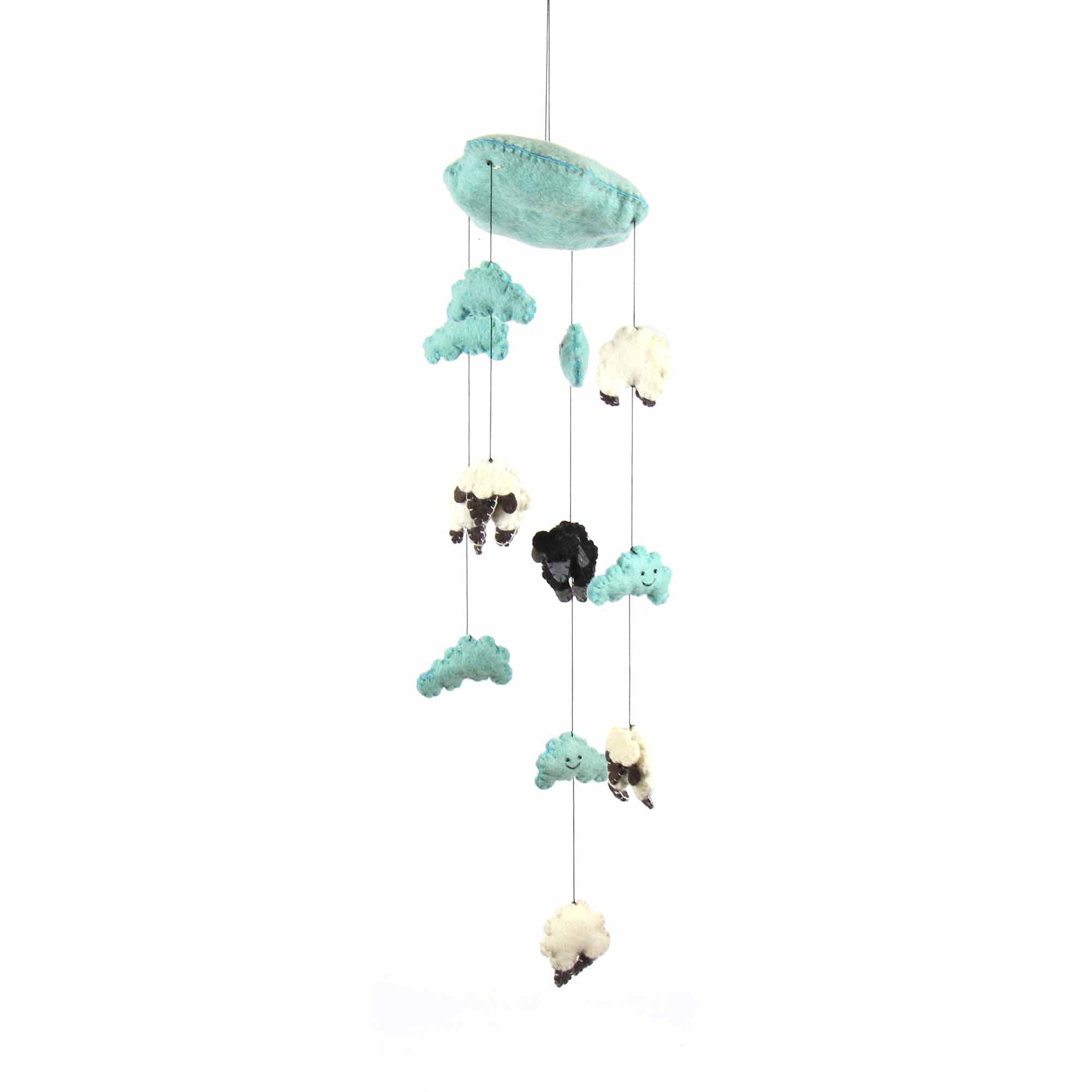 Blue Felt Counting Sheep Mobile Global Groove