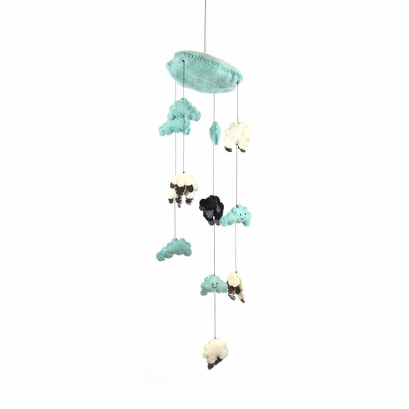 Blue Felt Counting Sheep Mobile Global Groove