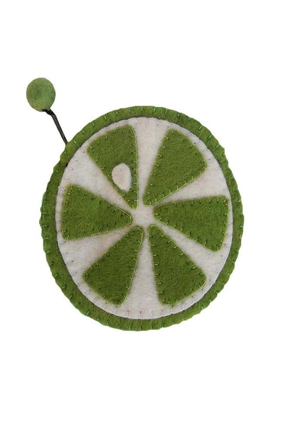 Handmade Felt Fruit Coin Purse Lime Global Groove