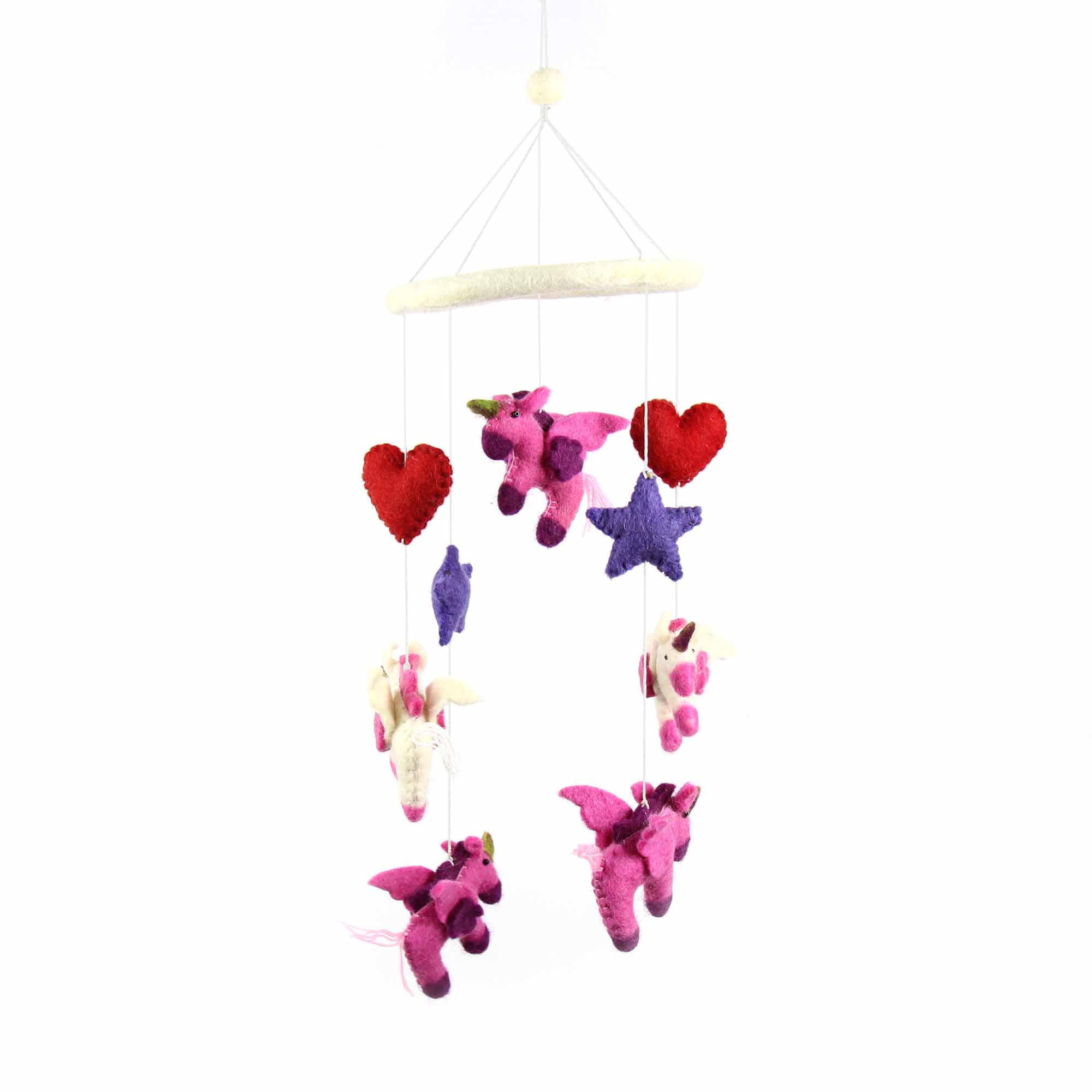Global Groove GLG2390-133007 Handmade & Fair Trade Felt Unicorn Mobile