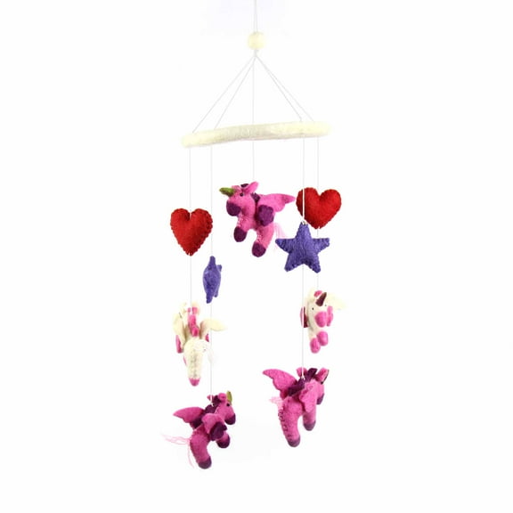 Global Groove GLG2390-133007 Handmade & Fair Trade Felt Unicorn Mobile
