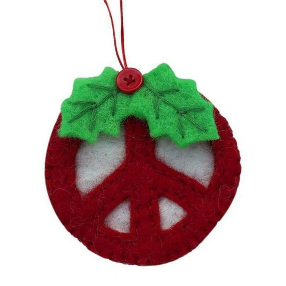Global Groove GLG50029-02-241450 Handmade Red Peace Sign Ornament