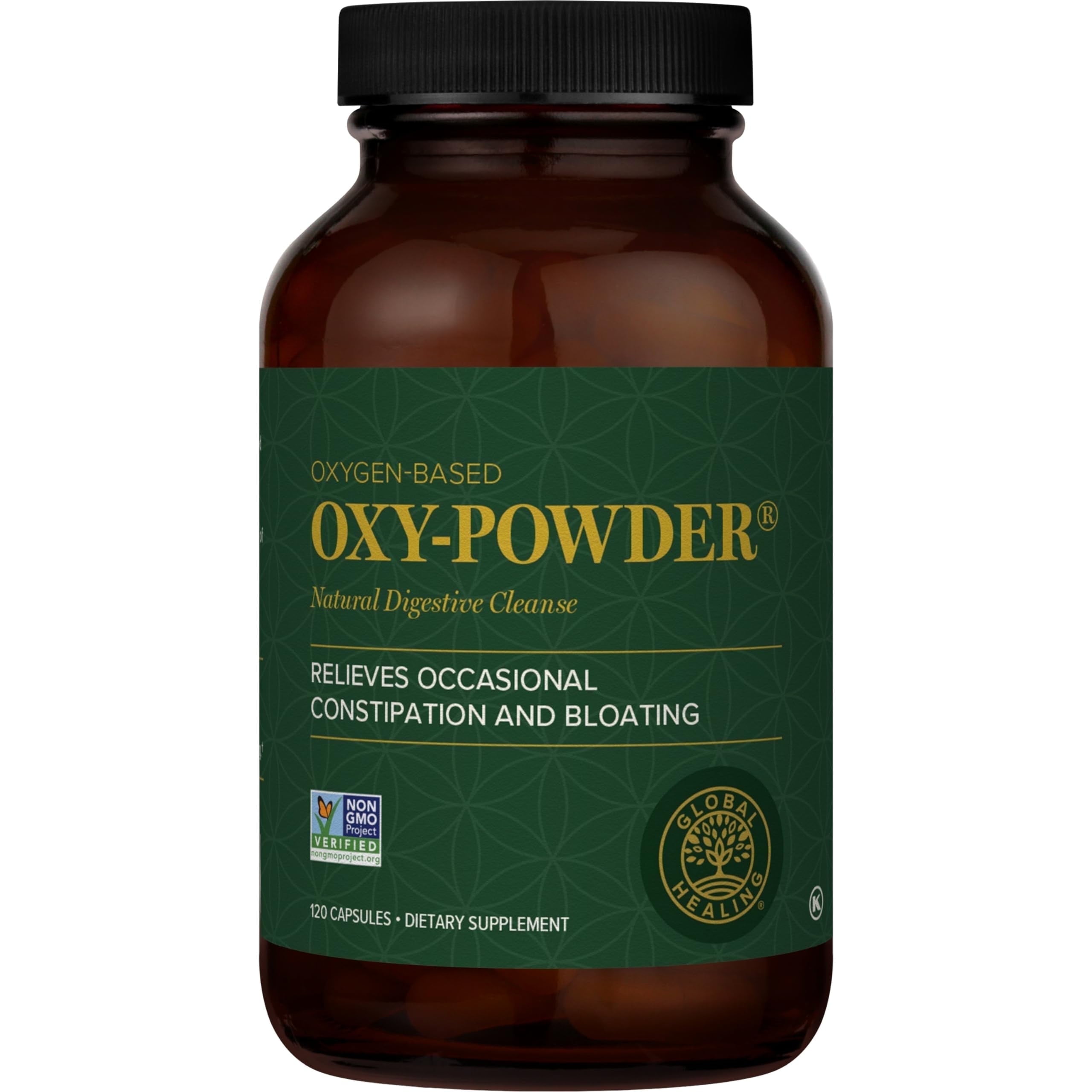 Global Healing Center Oxy-Powder Oxygen Based Safe and Natural Colon Cleanser and Relief from Occasional Constipation 120 Capsules