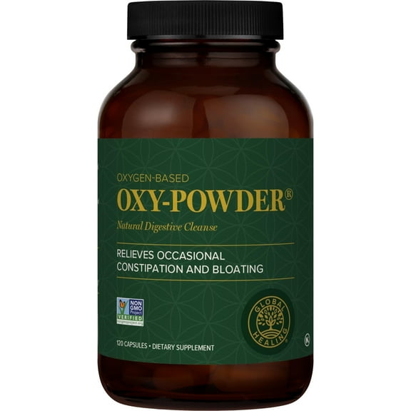 Global Healing Center Oxy-Powder Oxygen Based Safe and Natural Colon Cleanser and Relief from Occasional Constipation 120 Capsules