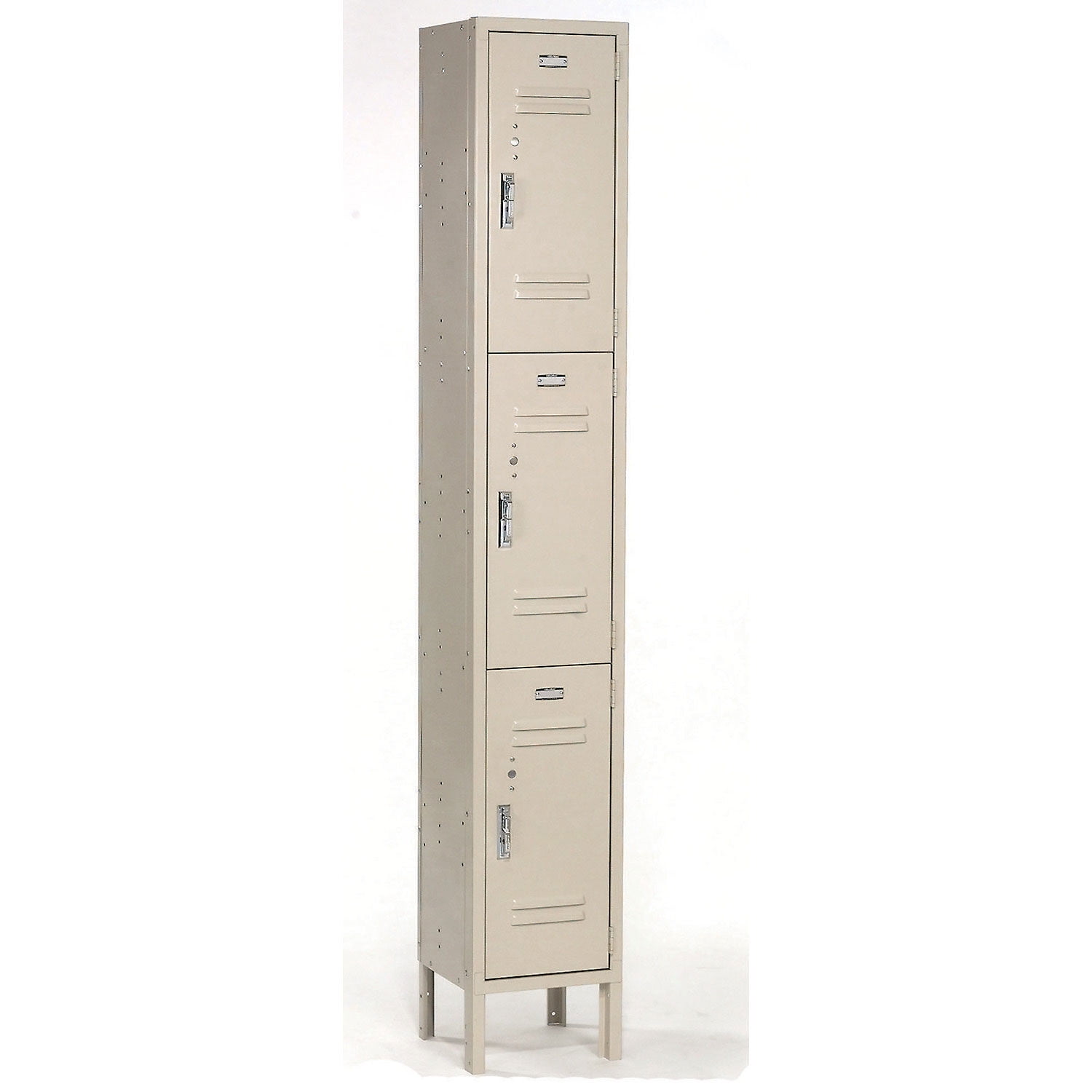 Tan 3-Tier Steel Office Locker with Lockable Doors