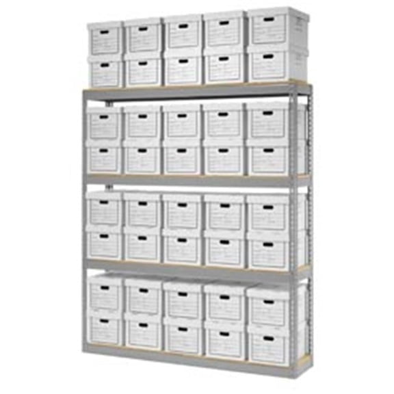 Global Industrial 130102 Record Storage Open with Boxes, Gray - 72 x 15 x 84 in.