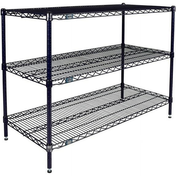 Global Industrial 14243N3 Nexel 3 Shelf Nexelon Blue Wire Shelving Unit Starter, Blue - 24 x 14 x 34 in.