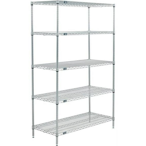 Global Industrial 14307Z5 Nexel 5 Shelf Poly-Z-Brite Wire Shelving Unit Starter, Clear - 30 x 14 x 74 in.