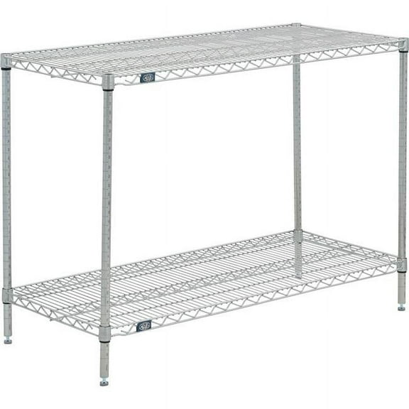 Global Industrial 14483Z2 Nexel 2 Shelf Poly-Z-Brite Wire Shelving Unit Starter, Clear - 48 x 14 x 34 in.