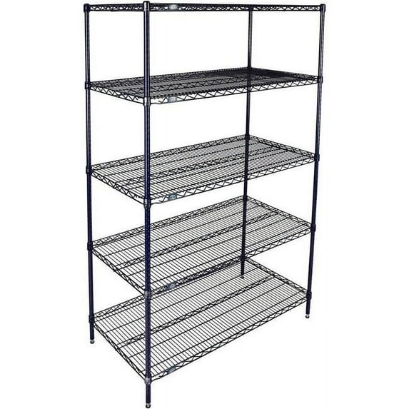 Global Industrial 14487N5 Nexel 5 Shelf Nexelon Blue Wire Shelving Unit Starter, Blue - 48 x 14 x 74 in.