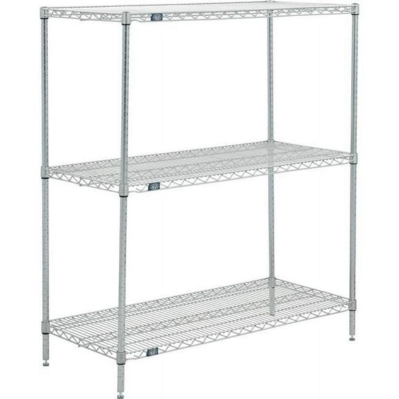 Global Industrial 14605Z3 Nexel 3 Shelf Poly-Z-Brite Wire Shelving Unit Starter, Clear - 60 x 14 x 54 in.