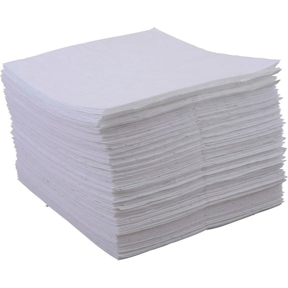 Global Industrial Oil Only Sorbent Pads Heavyweight 15""W x 18""L White 100/Pack