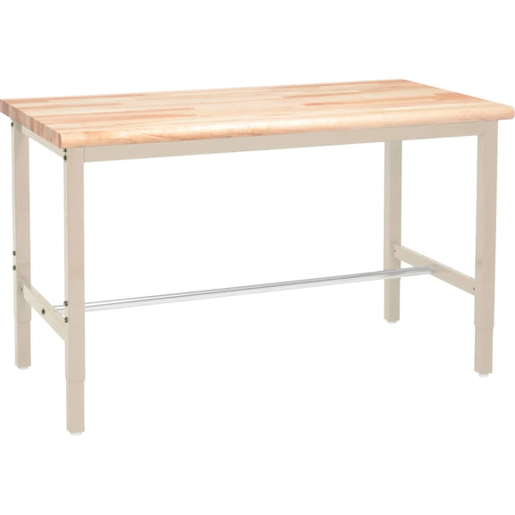 Global Industrial 72 x 30 Adjustable Height Workbench Square Tube Leg - Maple Safety Edge Tan