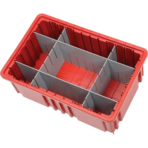 Global Industrial Plastic Dividable Grid Container - DG9206016-1/2"L x 10-7/8"W x 6"H Red