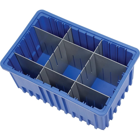 Global Industrial Plastic Dividable Grid Container - DG9208016-1/2"L x 10-7/8"W x 8"H Blue