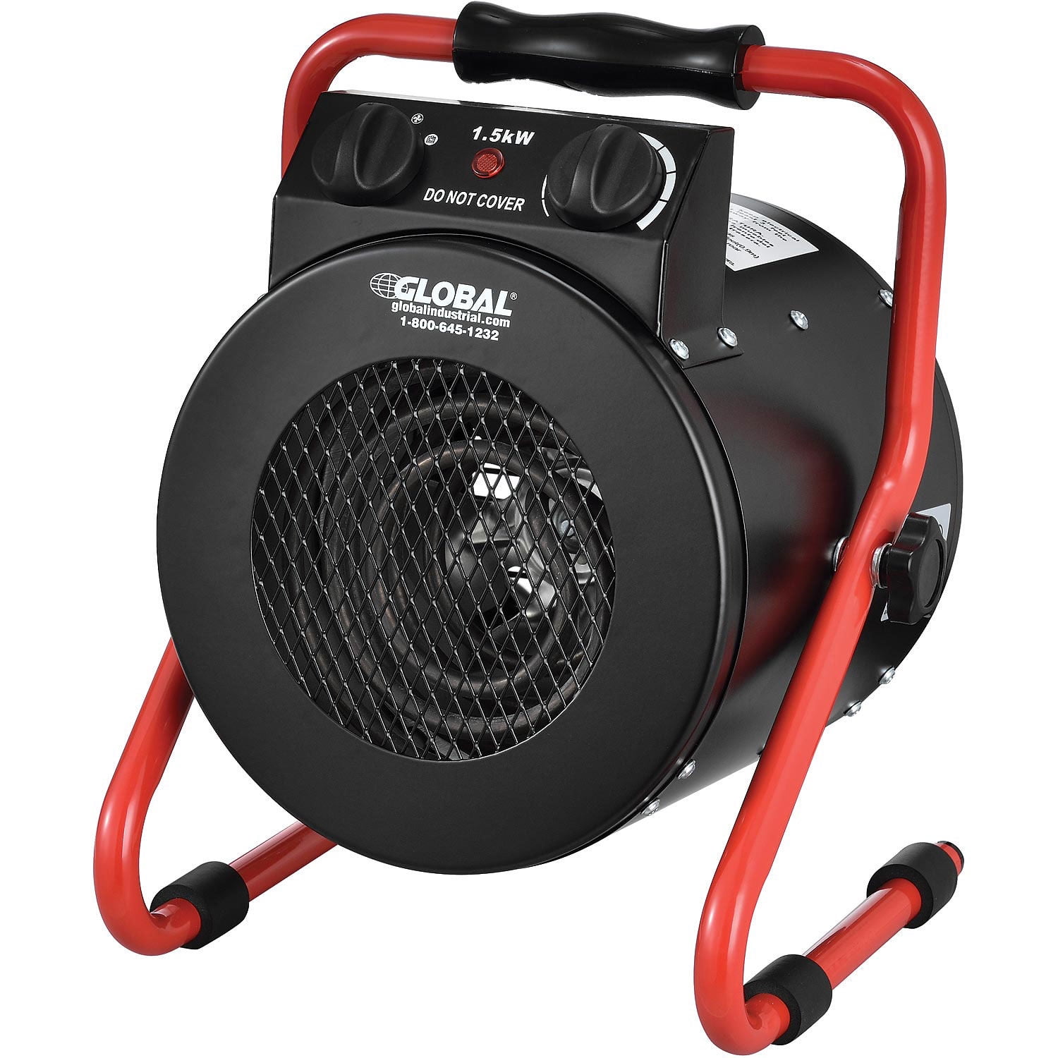 Compact Red and Black Steel Electric Space Heater with Thermostat