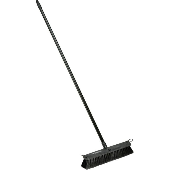 Global Industrial Fine Sweep Push Broom W/ Plastic Block & Steel Handle, 18"W, Lot of 4