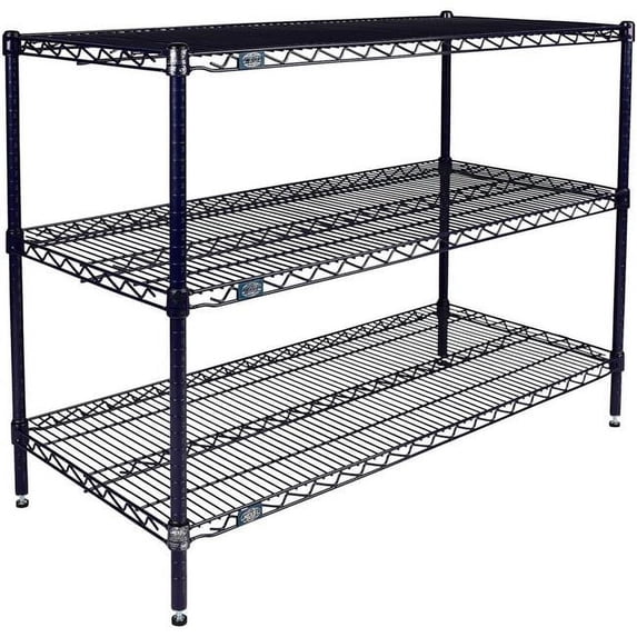 Global Industrial 18303N3 Nexel 3 Shelf Nexelon Blue Wire Shelving Unit Starter, Blue - 30 x 18 x 34 in.