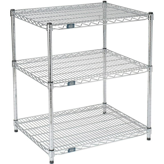 Nexel 3 Shelf Chrome ESD Wire Shelving Unit Starter 48""W x 18""D x 34""H