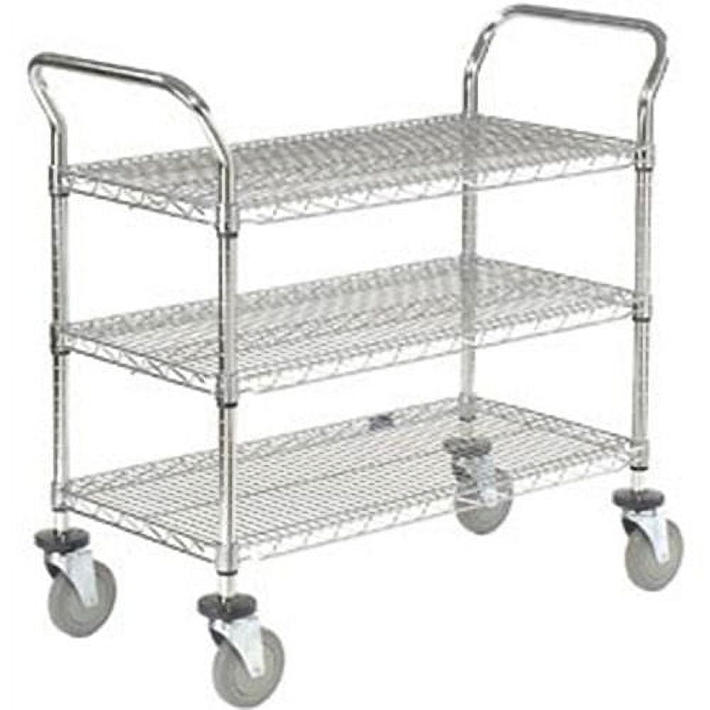 Chrome Plated Wire Utility Cart with Adjustable Shelves