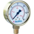 thumbnail image 1 of Global Industrial 2-1/2" Pressure Gauge, 15 PSI/KPA, 1/4" NPT LM, Polished Brass, 1 of 3