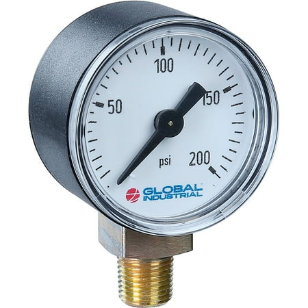 Global Industrial 2-1/2" Pressure Gauge, 300 PSI/KPA, 1/4" NPT LM, Plastic