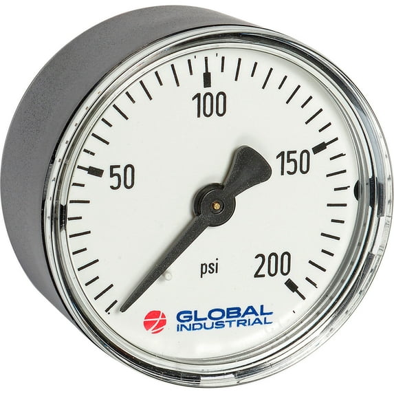 Global Industrial 2"" Pressure Gauge 15 PSI 1/4"" NPT CBM Plastic