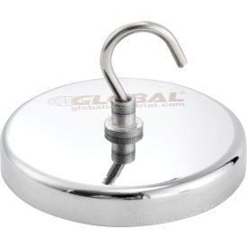 Global Industrial 320757 20 lbs Pull Ceramic Magnetic Hook, Silver - Pack of 6