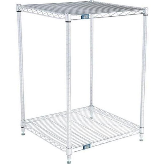 Global Industrial 21243C2 Nexel 2 Shelf Chrome Wire Shelving Unit Starter, Chrome - 24 x 21 x 34 in.