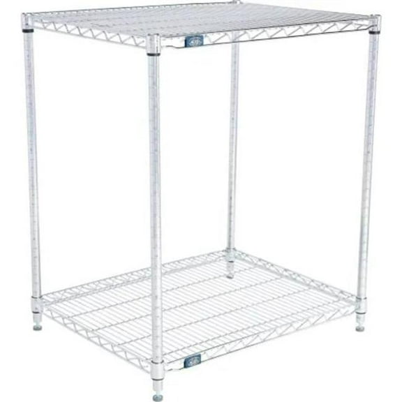 Global Industrial 21303S2 Nexel 2 Shelf Stainless Steel Wire Shelving Unit Starter, Stainless Steel - 30 x 21 x 34 in.