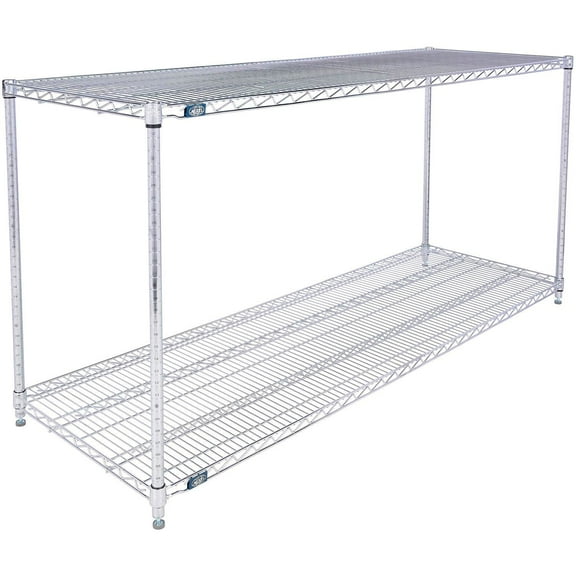 Nexel 2 Shelf Chrome ESD Wire Shelving Unit Starter 72""W x 21""D x 34""H