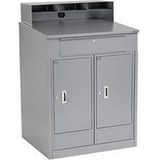 Global Industrial 237406 Shop Cabinet Desk with Pigeonhole Riser, Gray - 34.5 x 30 x 51.5 in.