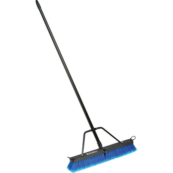 Global Industrial 24" Push Broom W/ Plastic Block & Steel Handle, Multi-Surface, Lot of 4