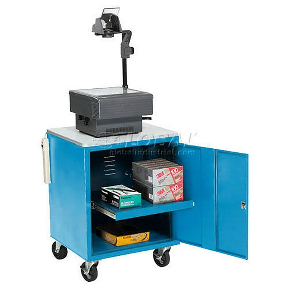 Global Industrial 241659BL Blue Security Audio Visual Cart, 500 lbs