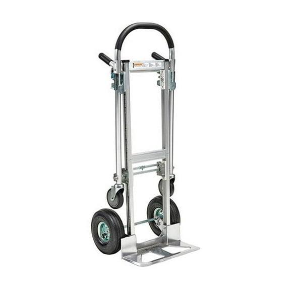 Global Industrial 241664 Best Value Junior Aluminum 2-in-1 Convertible Hand Truck with Pneumatic Wheels, Gray