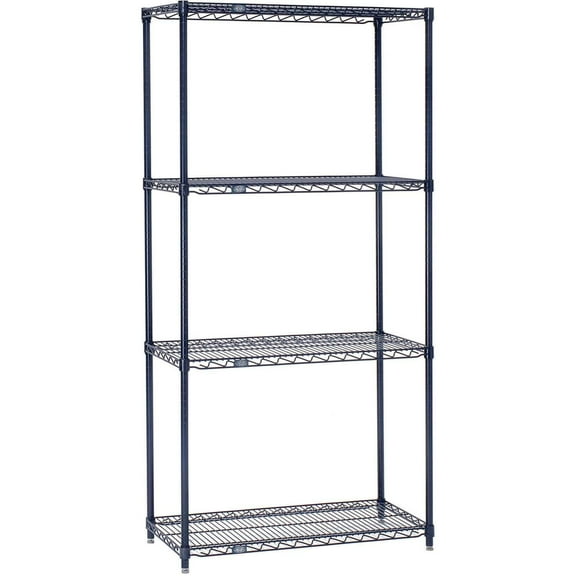 Nexel 5 Shelf Nexelon Blue Wire Shelving Unit Starter 48""W x 24""D x 74""H