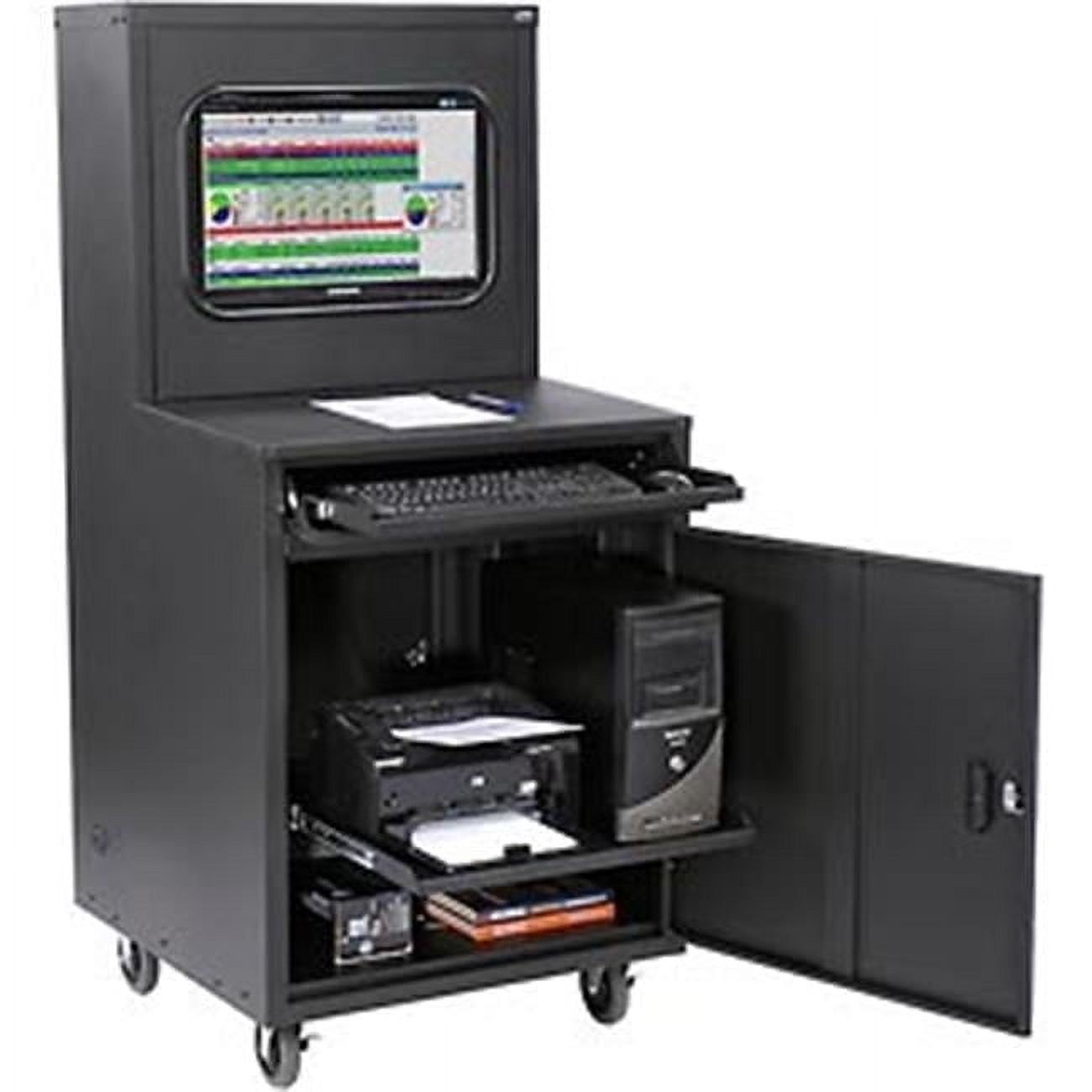 Global Industrial 249190ABK Deluxe LCD Industrial Computer Cabinet with ...