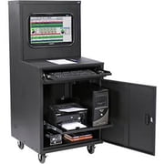 Global Industrial 249190ABK Deluxe LCD Industrial Computer Cabinet with Assembled, Black