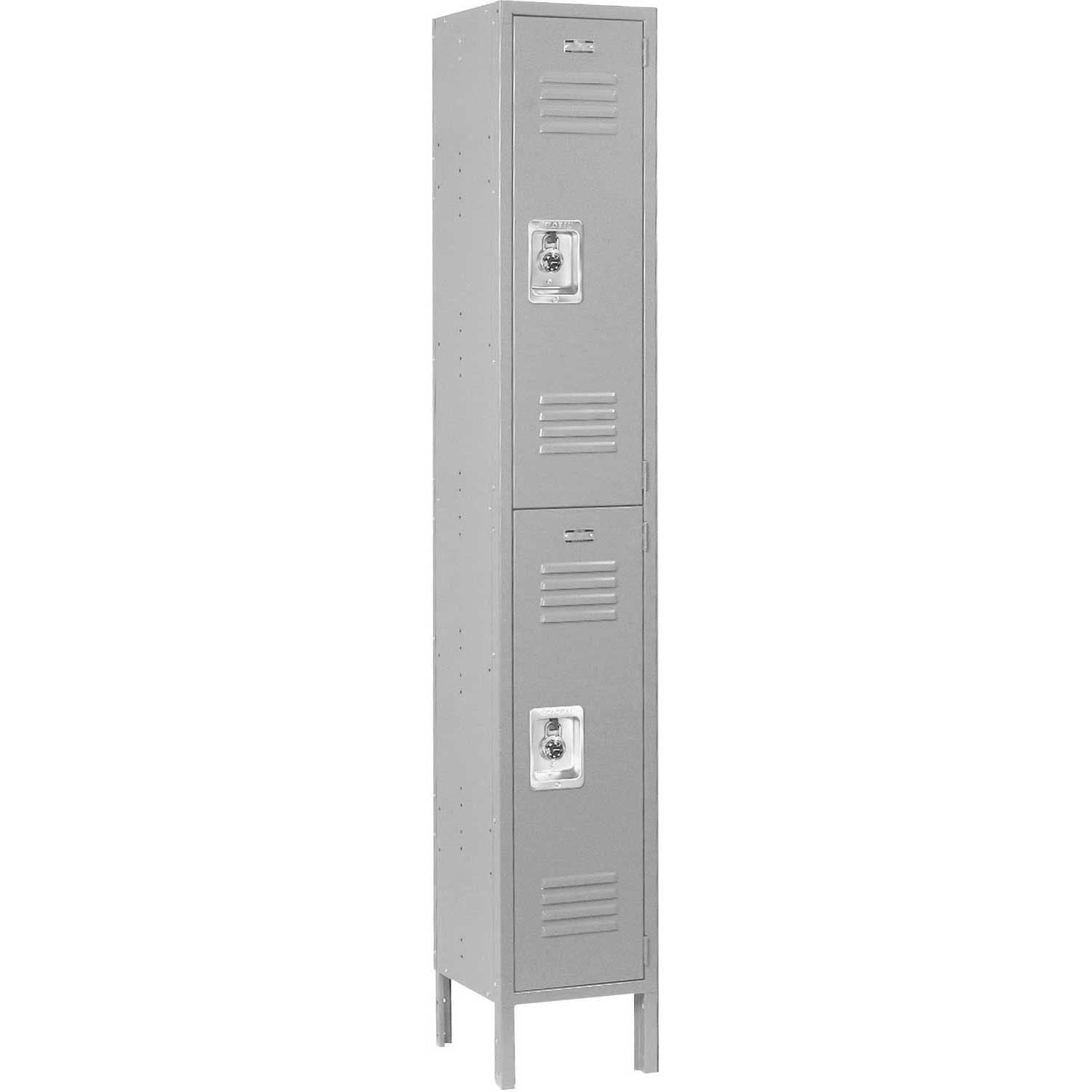 Gray Double Tier Steel Office Locker with Padlock Hasp