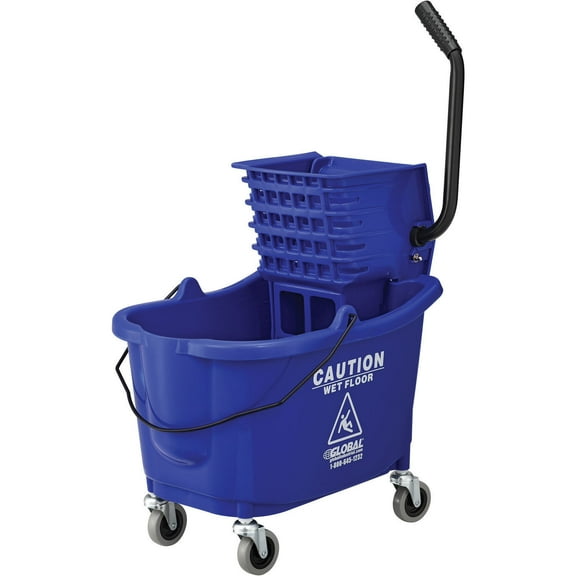 Global Industrial Mop Bucket And Wringer Combo 38 Qt. Side Press Blue