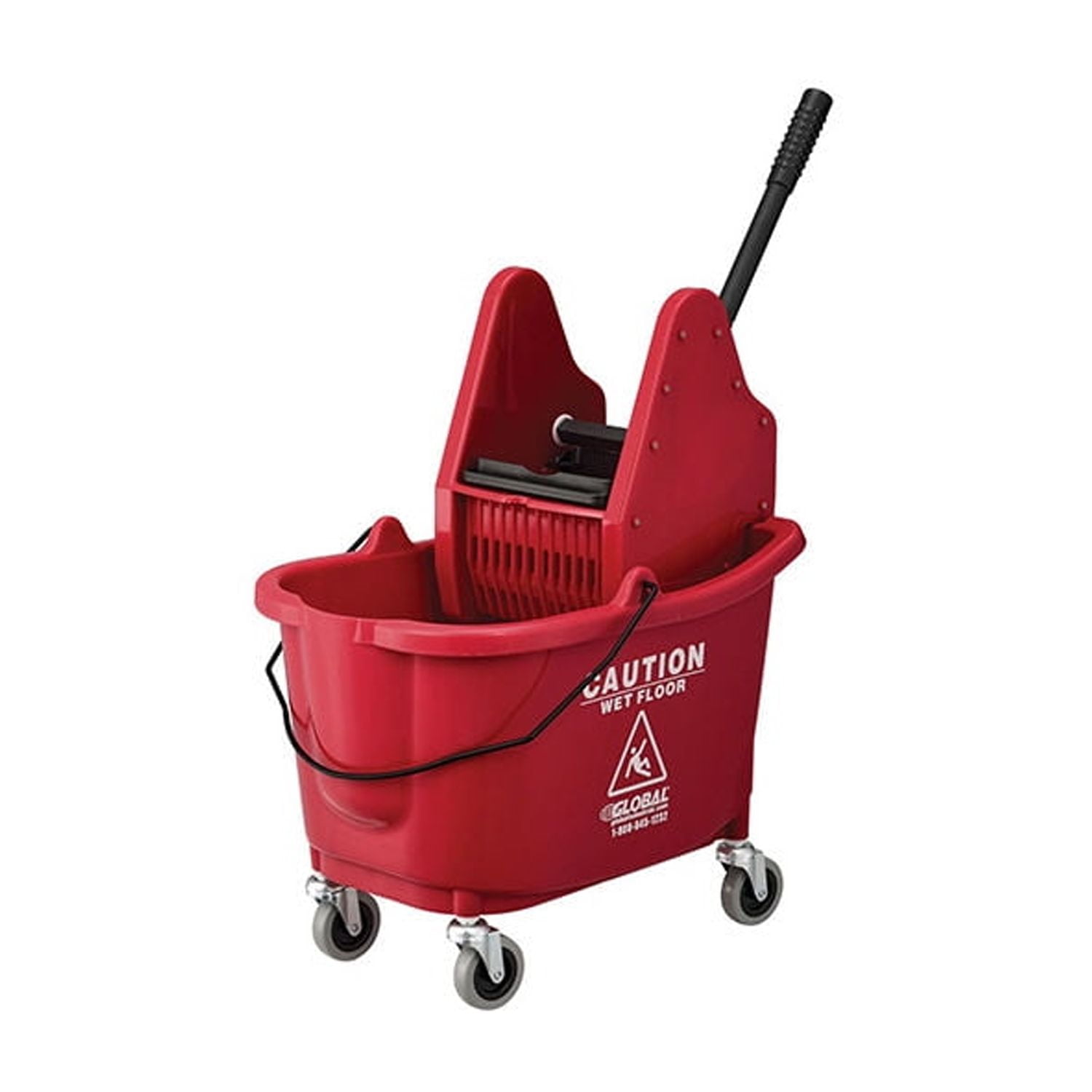 Global Industrial Mop Bucket And Wringer Combo 38 Qt. Down Press Red