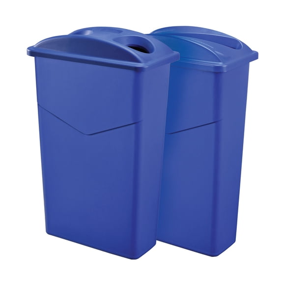 Global Industrial 261937 Dual Recycling 23 gal Trash Container System