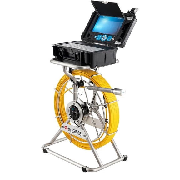 Global Industrial 270316 Pipe Inspection Camera - 10 in. Display - 200 ft. Cable & Distance Counter - Black & Yellow