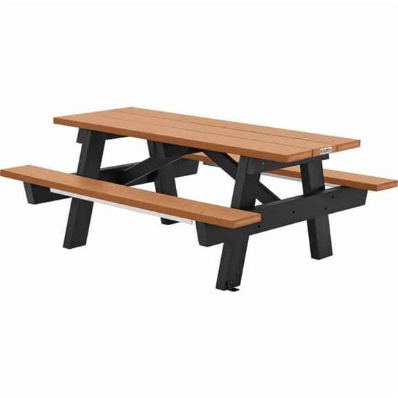 Global Industrial 271669CD 8 ft. A-Frame Rectangular Picnic Table, Recycled Plastic - Cedar