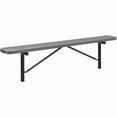 thumbnail image 1 of Global Industrial 277157IGY 8 ft. Outdoor Steel Flat Bench - Expanded Metal - In Ground Mount - Gray, 1 of 1