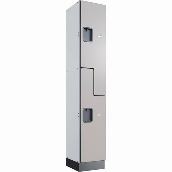 Global Industrial 290673 Z-Style 2-Tier 2 Door Wood Locker - 12 x 15 x 72 in. - Gray - Unassembled