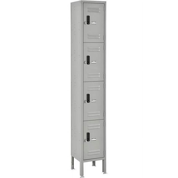 Global Industrial 290778 4-Tier 4 Door Digital Locker - 12 x 12 x 78 in. - Gray - Assembled