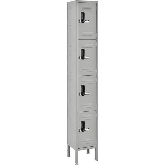 Global Industrial 290779 4-Tier 4 Door Digital Locker - 12 x 15 x 78 in. - Gray - Assembled
