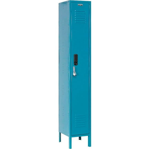 Global Industrial 290814 1-Tier 1 Door Digital Locker - 15 x 18 x 78 in. - Blue - Assembled
