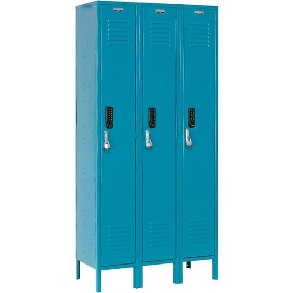 Global Industrial 290816 1-Tier 3 Door Digital Locker - 36 x 12 x 66 in. - Blue - Assembled